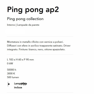 Aplica de perete LED design minimalist Ping pong ap2 negru 142810 universul-luminii.ro