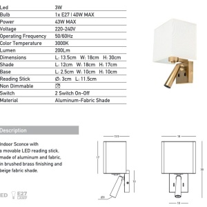Aplica de perete moderna cu reader LED Erika 155040 universul-luminii.ro