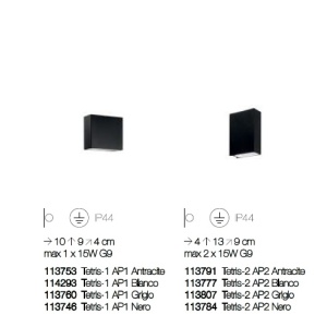 Aplica de perete moderna de exterior cu protectie IP44 TETRIS-1 AP1 gri 113760 66240 universul-luminii.ro