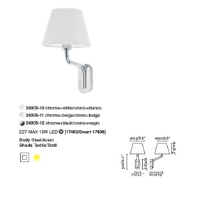 Aplica de perete moderna design elegant ETERNA crom/negru 91690 universul-luminii.ro