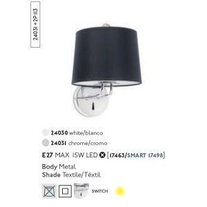 Aplica de perete moderna design elegant MONTREAL crom/negru 80740 universul-luminii.ro