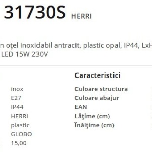 Aplica de perete pentru iluminat exterior cu senzor de miscare IP44 Herri antracit 212940 universul-luminii.ro