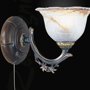 Aplica de perete rustica design italian din alama cu lemn 2801 105660 universul-luminii.ro