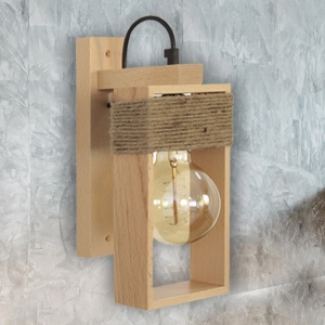Aplica de perete rustica fabricata manual din lemn Rodos 105000 universul-luminii.ro