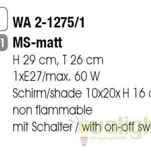 Aplica de perete stil clasic Kara WA 2-1275/1 satin OR - Img 3