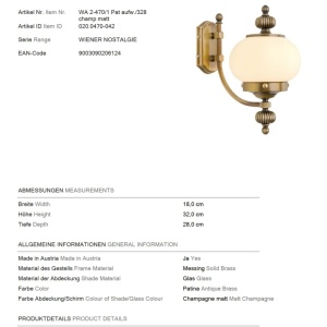 Aplica de perete stil clasic Nostalgie up alama antique/champagne 234100 universul-luminii.ro