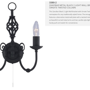 Aplica de perete stil clasic Zanzibar neagra 3380-2 SRT 43370 universul-luminii.ro