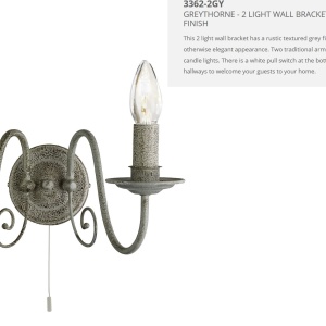 Aplica de perete stil rustic Greythorne 3362-2GY SRT - Img 2