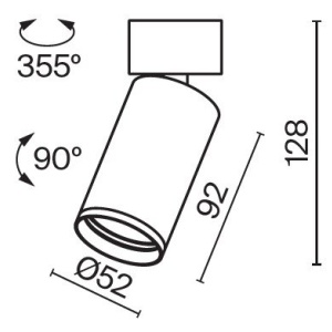 Aplica de perete / tavan design tehnic Focus S negru 212650 universul-luminii.ro