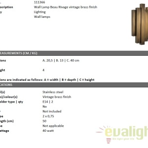 Aplica design LUX Beau Rivage, alama vintage 111366 HZ 180470 universul-luminii.ro