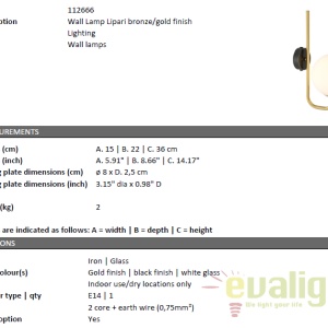 Aplica design LUX Lipari auriu 112666 HZ 181510 universul-luminii.ro