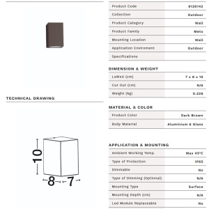 Aplica exterior 1xGU10, IP65 METO maro inchis - Img 10
