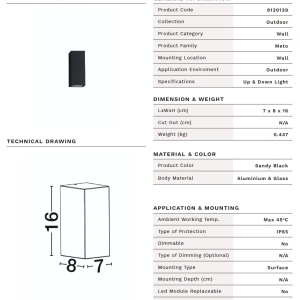 Aplica exterior 2xGU10, IP65 METO negru - Img 10
