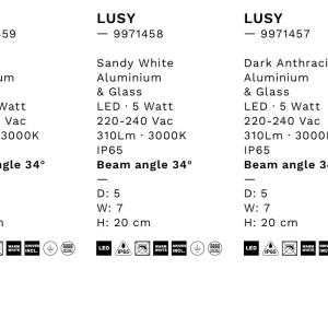 Aplica exterior cu iluminat jos LED IP65 LUSY alb 250880 universul-luminii.ro