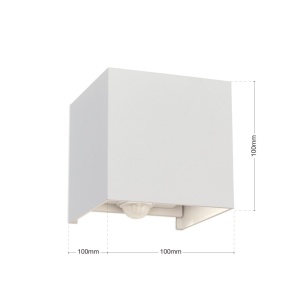 Aplica LED ambientala de exterior cu senzor de miscare IP54 CUBE-S alba 235840 universul-luminii.ro