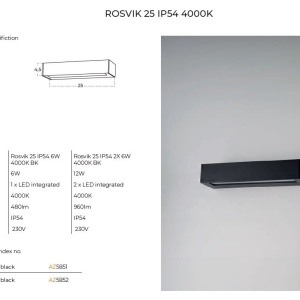 Aplica LED ambientala de exterior IP54 ROSVIK 25cm 2x6W 60690 universul-luminii.ro