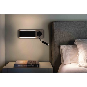 Aplica LED cu reader LED design nordic MOOD lemn/negru - Img 2