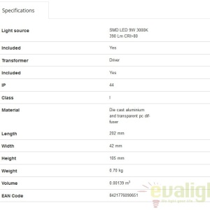 Aplica LED de exterior IP44 iluminat ambiental PATH gri 179390 universul-luminii.ro
