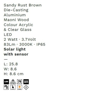 Aplica LED de exterior solara cu senzor de miscare IP65 BROWN 229660 universul-luminii.ro
