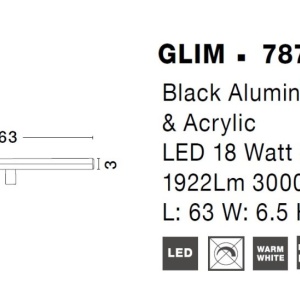 Aplica LED de perete pentru baie design modern Glim negru 115590 universul-luminii.ro