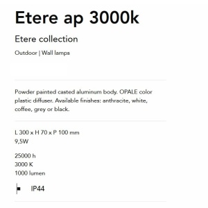 Aplica LED Exterior, Negru, Protectie IP44, Etere ap 3000k 166170 universul-luminii.ro