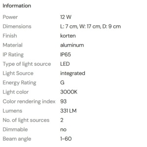Aplica LED iluminat exterior IP65 Badia corten - Img 6