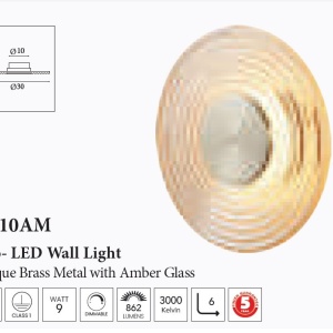 Aplica LED metal alama antique sticla chihlimbar Cleo, 6, universul-luminii.ro