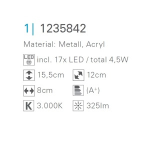 Aplica LED moderna cu 1 spot directionabil Garda 1235842 NV 182630 universul-luminii.ro