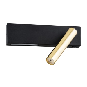 Aplica LED moderna pentru noptiera dormitor JASPER negru/auriu 103590 universul-luminii.ro