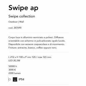 Aplica LED orientabila pentru exterior IP54 Swipe ap alba 119560 universul-luminii.ro