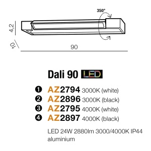 Aplica LED pentru baie directionabila 3000K Dali 90 alba 71240 universul-luminii.ro
