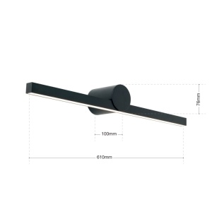 Aplica LED pentru baie moderna IP54 BEAUTY L-61cm negru 234280 universul-luminii.ro