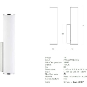 Aplica LED pentru baie stil minimalist Cleo 154200 universul-luminii.ro