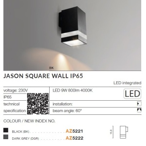 Aplica LED pentru iluminat exterior IP65 JASON SQ DGR 120620 universul-luminii.ro