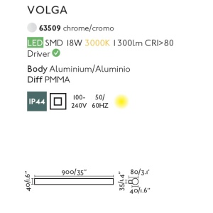 Aplica LED pentru oglinda baie moderna IP44 VOLGA 18W 83090 universul-luminii.ro
