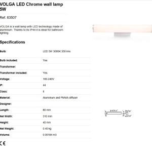 Aplica LED pentru oglinda baie moderna IP44 VOLGA 5W 83100 universul-luminii.ro
