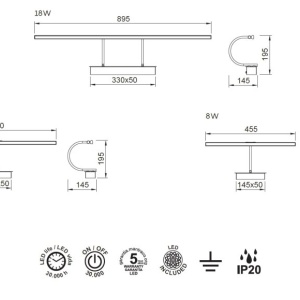 Aplica LED pentru oglinda/tablou PARACURU 18W Antique brass 221150 universul-luminii.ro
