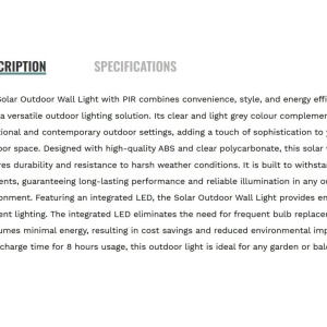 Aplica LED solara de exterior cu senzor de miscare IP44 Solar 215910 universul-luminii.ro