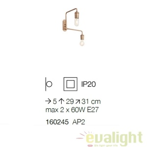 Aplica moderna cu doua brate directionabile, finisaj alama antic, TRIUMPH AP2 OTTONE 45120 universul-luminii.ro