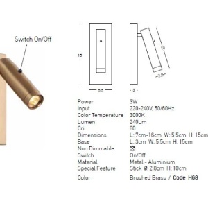 Aplica moderna cu spot LED directionabil Hotel alama 155030 universul-luminii.ro