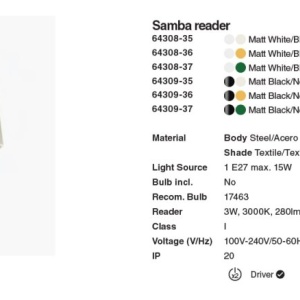 Aplica moderna design elegant SAMBA reader LED negru/verde 215150 universul-luminii.ro