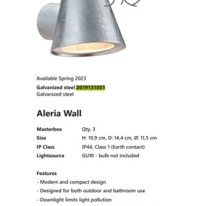Aplica pentru perete exterior cu protectie IP44 Aleria Galvanized 220900 universul-luminii.ro