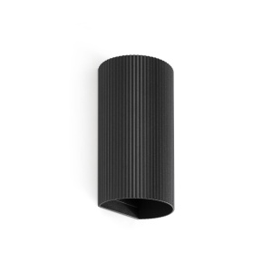 Aplica perete aluminiu striat negru, 2xGU10, SOLE round