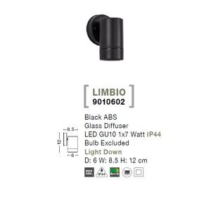 Aplica perete de exterior cu iluminat ambiental IP44 LIMBIO I neagra 250360 universul-luminii.ro