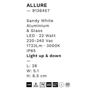 Aplica perete exterior LED IP65 ALLURE alb 250490 universul-luminii.ro
