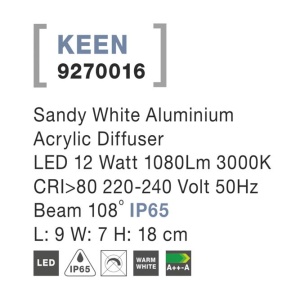 Aplica perete LED de exterior IP65 KEEN NVL-9270016 79620 universul-luminii.ro