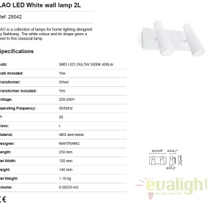 Aplica perete LED moderna cu 2 spoturi LAO alb 29042 61250 universul-luminii.ro