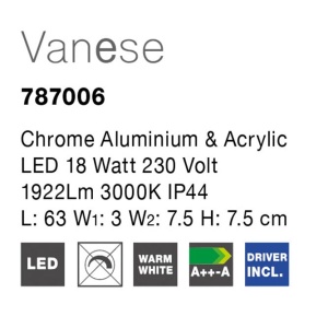 Aplica perete LED pentru baie IP44 Vanese 18W NVL-787006 77360 universul-luminii.ro