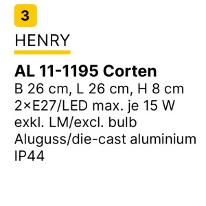 Aplica perete sau tavan de exterior IP44 HENRY corten - Img 8