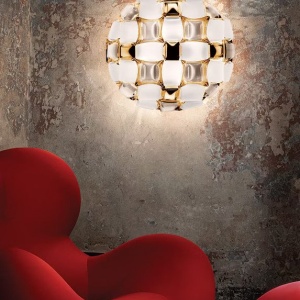 Aplica perete sau tavan design modern geometric Mida Large White-Gold 215780 universul-luminii.ro